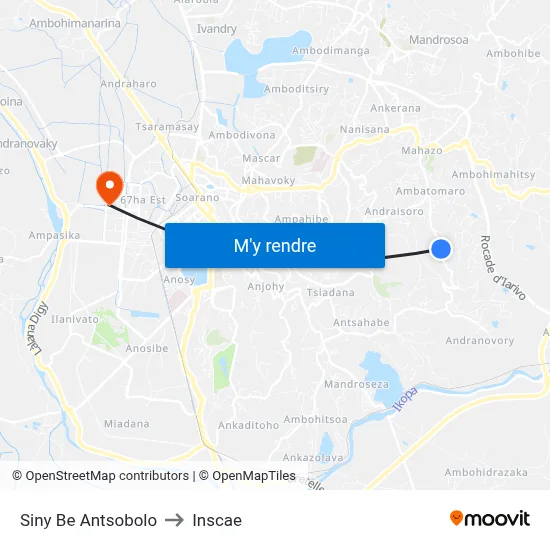 Siny Be Antsobolo to Inscae map
