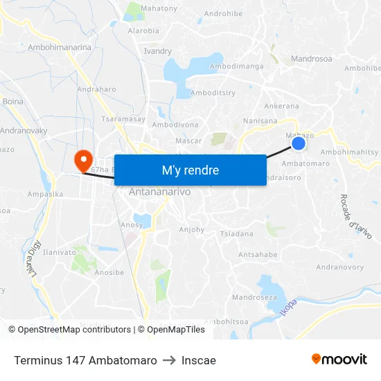 Terminus 147 Ambatomaro to Inscae map