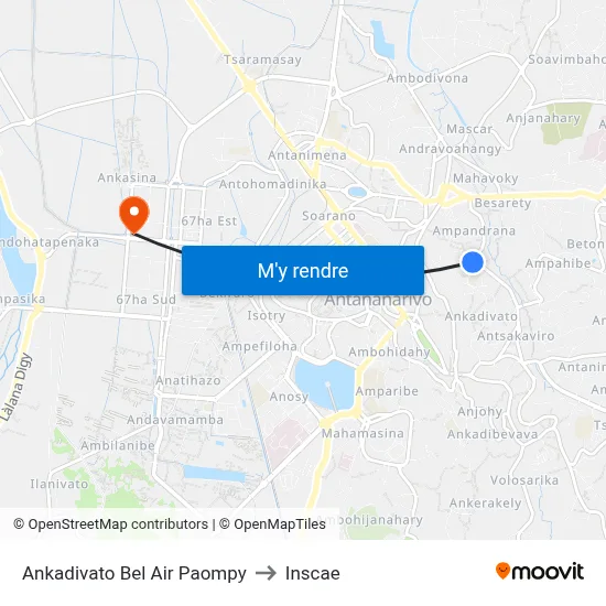 Ankadivato Bel Air Paompy to Inscae map