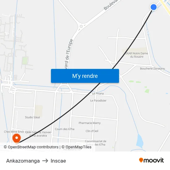 Ankazomanga to Inscae map