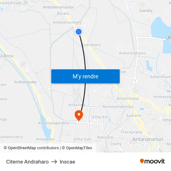 Citerne Andraharo to Inscae map