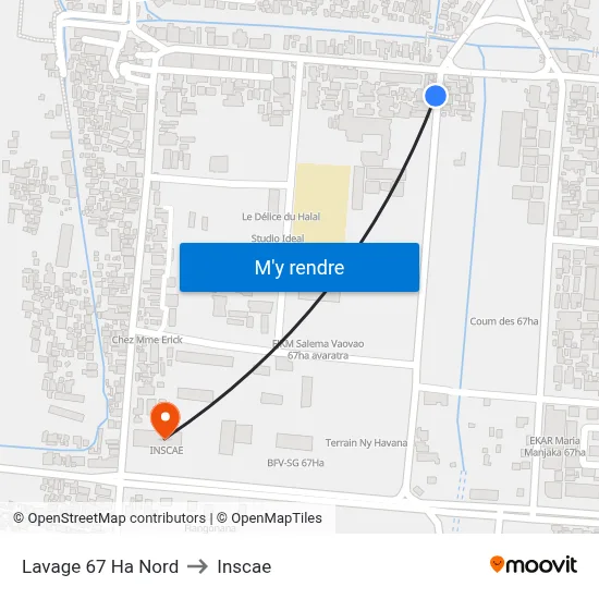 Lavage 67 Ha Nord to Inscae map