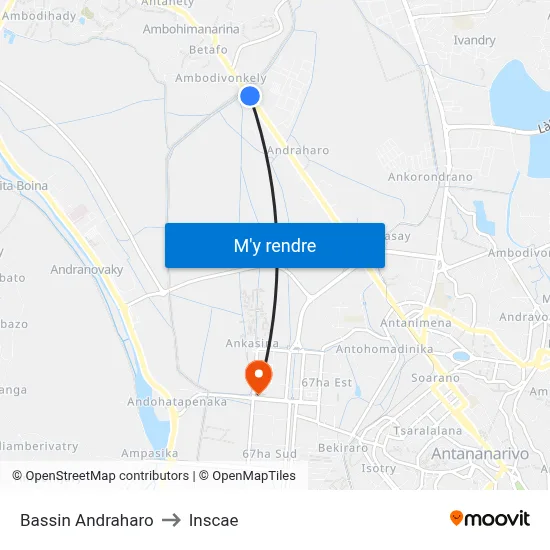 Bassin Andraharo to Inscae map