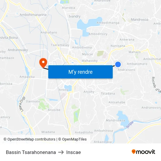 Bassin Tsarahonenana to Inscae map