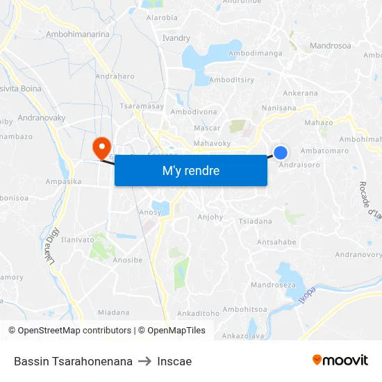 Bassin Tsarahonenana to Inscae map