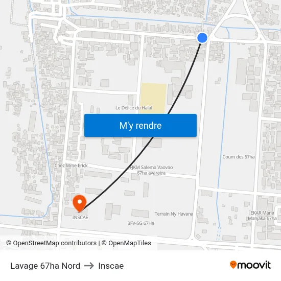 Lavage 67ha Nord to Inscae map