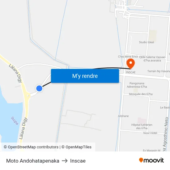 Moto Andohatapenaka to Inscae map