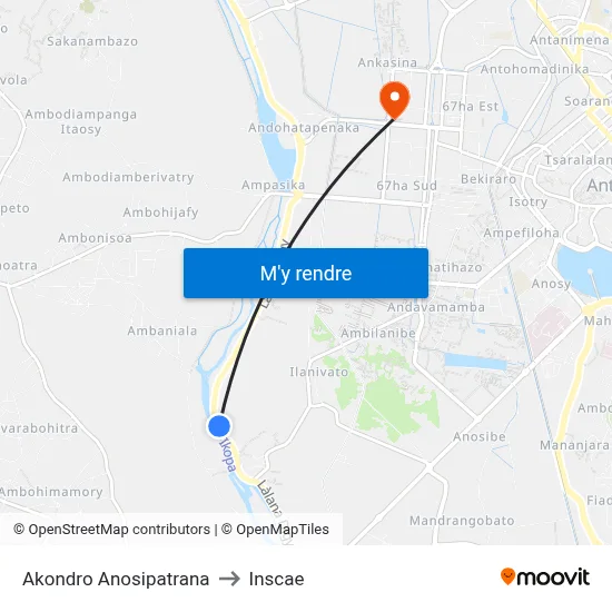 Akondro Anosipatrana to Inscae map