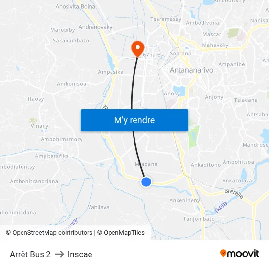 Arrêt Bus 2 to Inscae map
