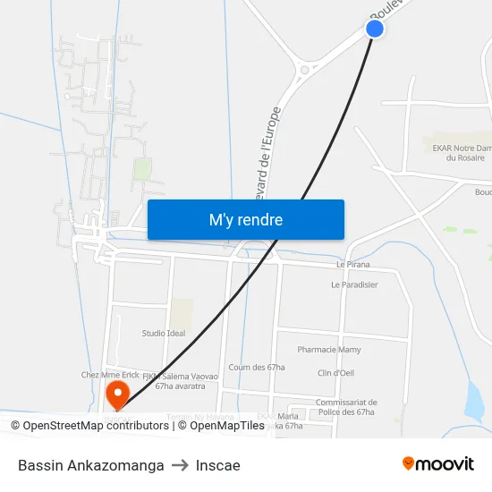 Bassin Ankazomanga to Inscae map