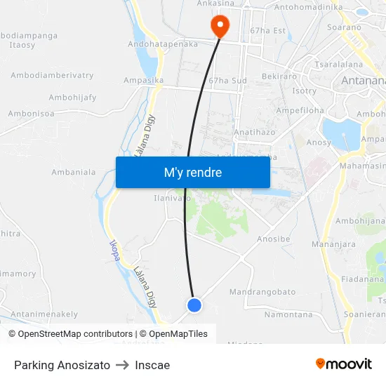 Parking Anosizato to Inscae map