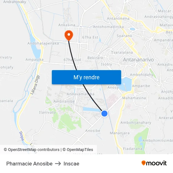 Pharmacie Anosibe to Inscae map