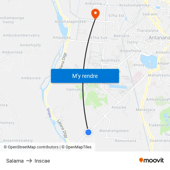 Salama to Inscae map