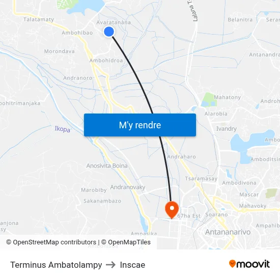 Terminus Ambatolampy to Inscae map