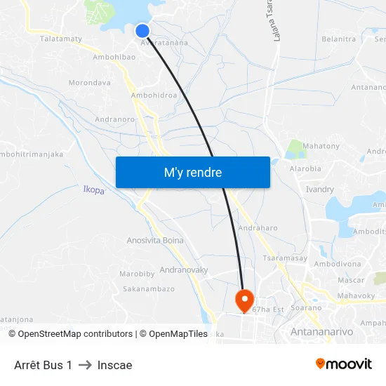 Arrêt Bus 1 to Inscae map