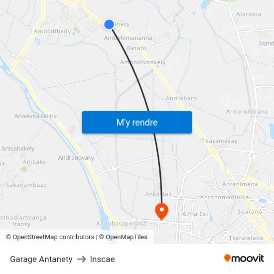 Garage Antanety to Inscae map