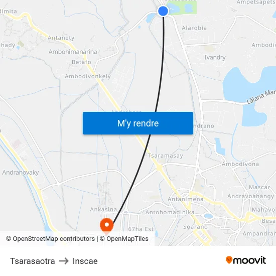 Tsarasaotra to Inscae map