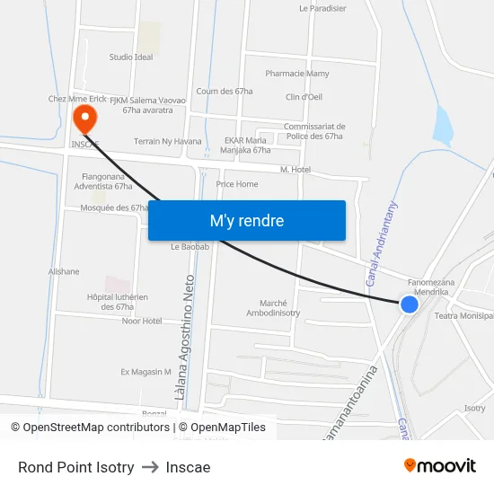 Rond Point Isotry to Inscae map