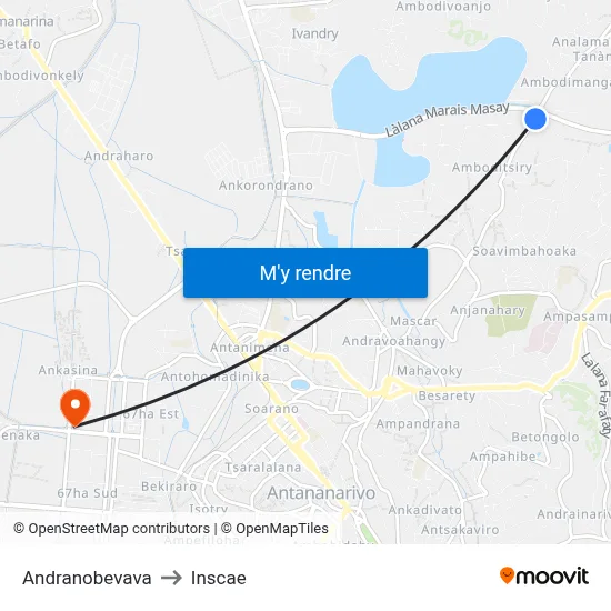 Andranobevava to Inscae map