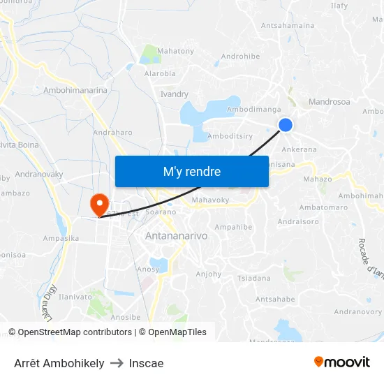 Arrêt Ambohikely to Inscae map