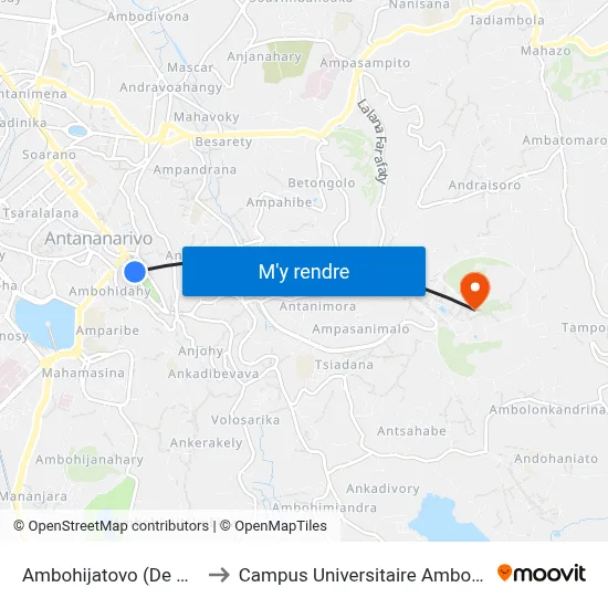 Ambohijatovo (De Anosy) to Campus Universitaire Ambohitsaina map