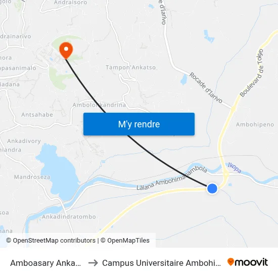Amboasary Ankazobe to Campus Universitaire Ambohitsaina map