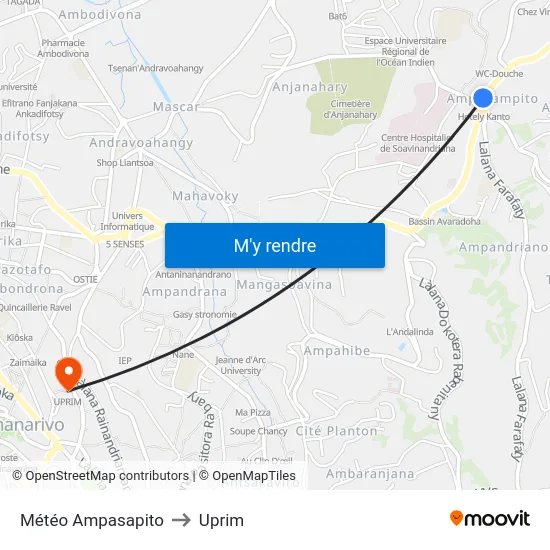 Météo Ampasapito to Uprim map