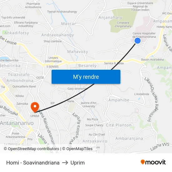 Homi - Soavinandriana to Uprim map