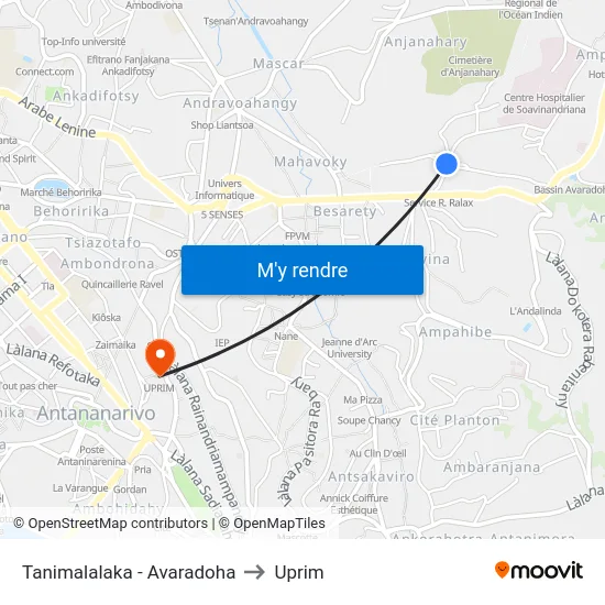 Tanimalalaka - Avaradoha to Uprim map
