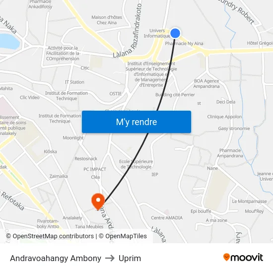 Andravoahangy Ambony to Uprim map