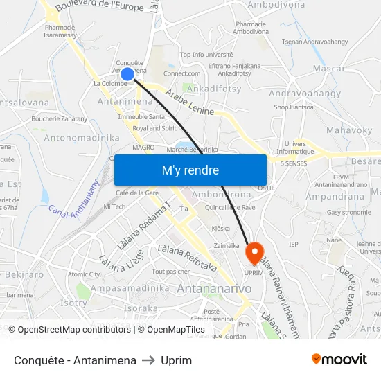 Conquête - Antanimena to Uprim map