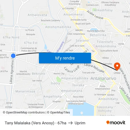 Tany Malalaka (Vers Anosy) - 67ha to Uprim map