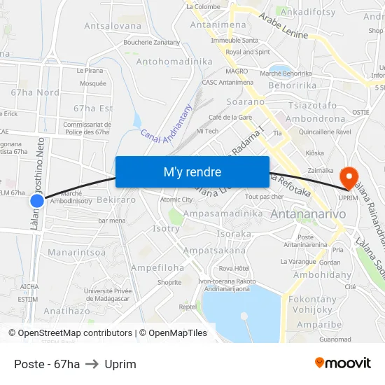 Poste - 67ha to Uprim map