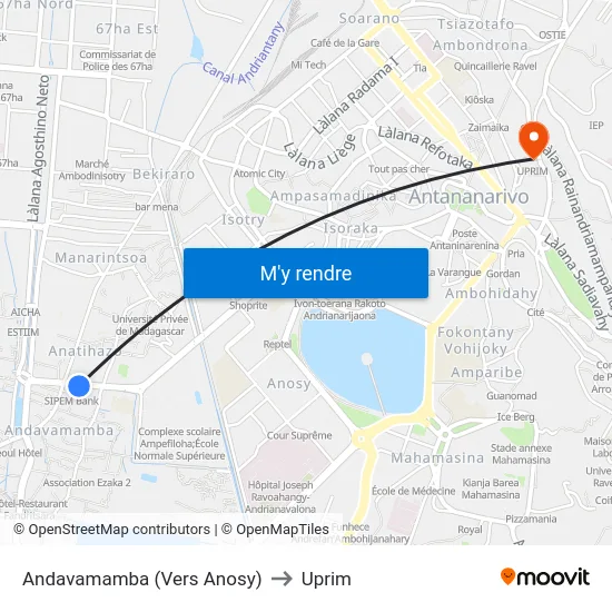 Andavamamba (Vers Anosy) to Uprim map
