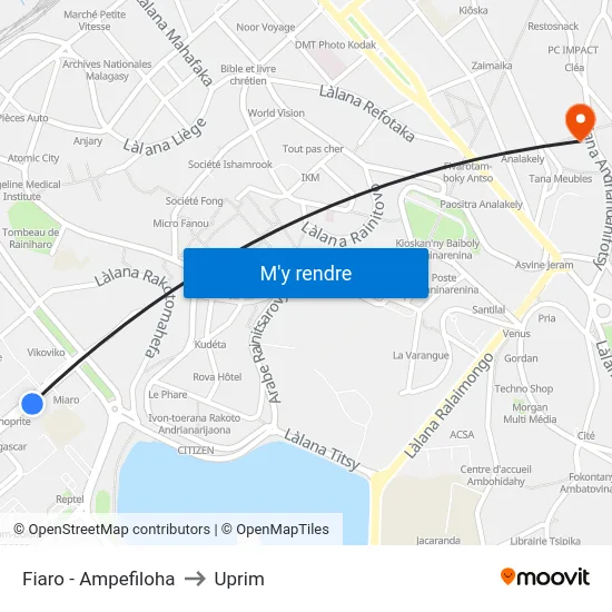 Fiaro - Ampefiloha to Uprim map