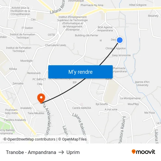 Tranobe - Ampandrana to Uprim map