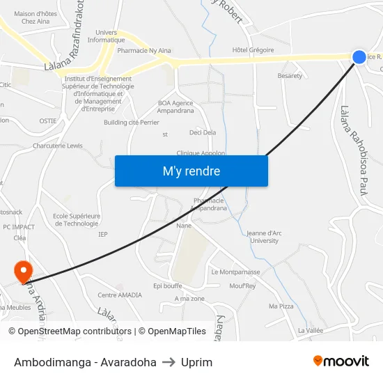 Ambodimanga - Avaradoha to Uprim map