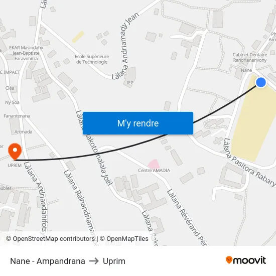 Nane - Ampandrana to Uprim map