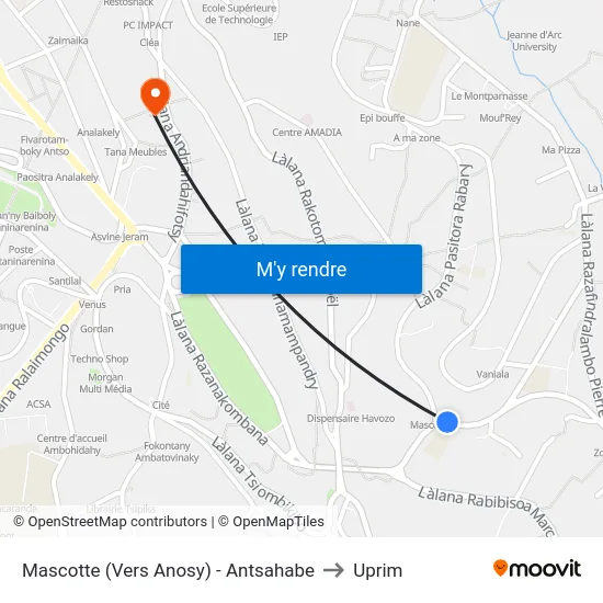 Mascotte (Vers Anosy) - Antsahabe to Uprim map