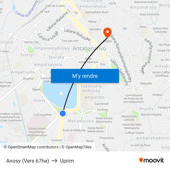 Anosy (Vers 67ha) to Uprim map