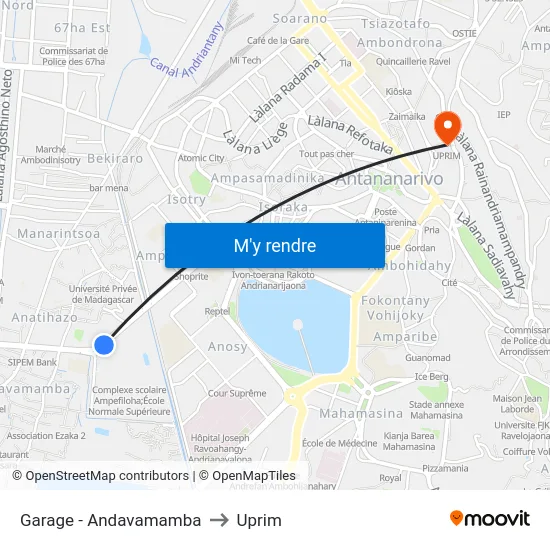 Garage - Andavamamba to Uprim map