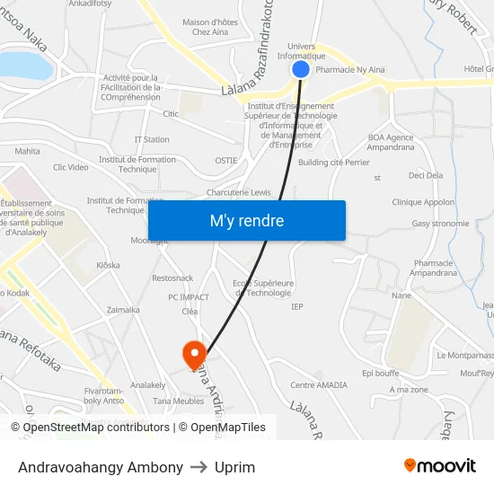 Andravoahangy Ambony to Uprim map