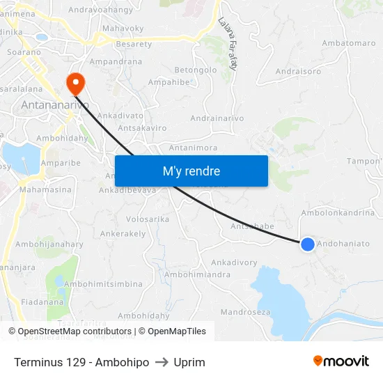 Terminus 129 - Ambohipo to Uprim map