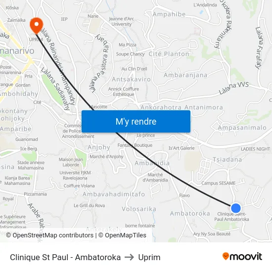 Clinique St Paul - Ambatoroka to Uprim map