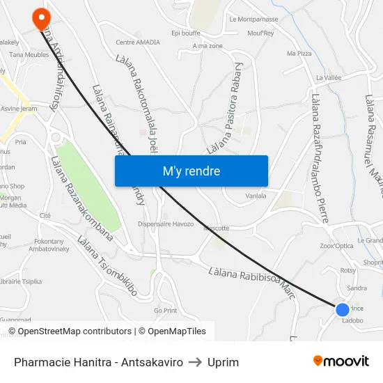 Pharmacie Hanitra - Antsakaviro to Uprim map