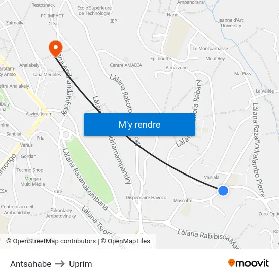 Antsahabe to Uprim map