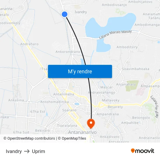 Ivandry to Uprim map
