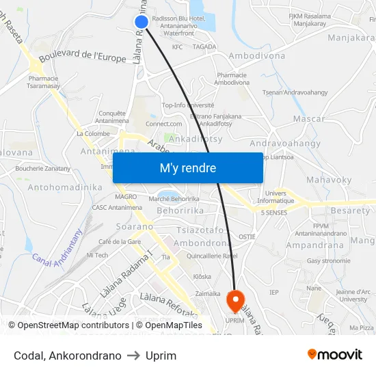 Codal, Ankorondrano to Uprim map
