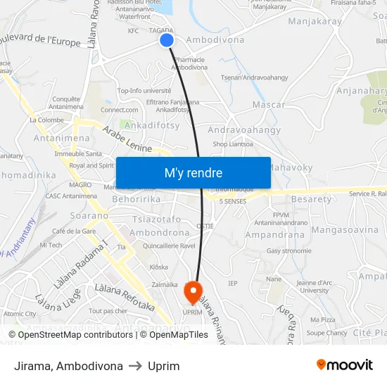 Jirama, Ambodivona to Uprim map