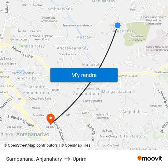 Sampanana, Anjanahary to Uprim map